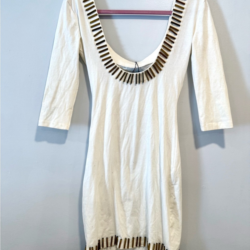 New nasty gal white gold beaded dress